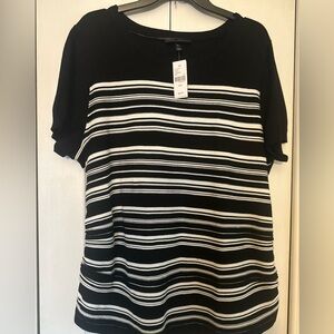 Lane Bryant NWT 14/16 Black & White Striped Short Sleeve Lightweight Sweater